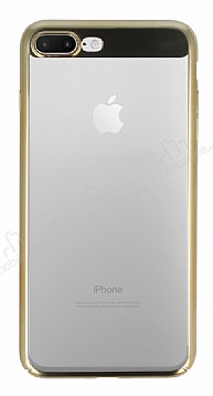 Eiroo Clear Thin iPhone 7 Plus / 8 Plus Gold Kenarl effaf Rubber Klf