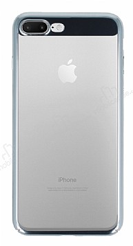 Eiroo Clear Thin iPhone 7 Plus / 8 Plus Silver Kenarl effaf Rubber Klf