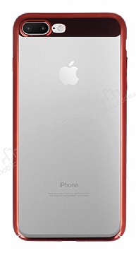 Eiroo Clear Thin iPhone 7 Plus / 8 Plus Krmz Kenarl effaf Rubber Klf