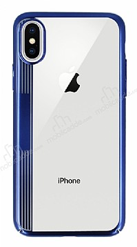 Eiroo Clear Thin iPhone X / XS Lacivert Kenarl effaf Rubber Klf