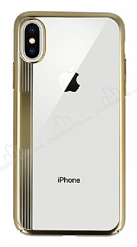 Eiroo Clear Thin iPhone X / XS Gold Kenarl effaf Rubber Klf