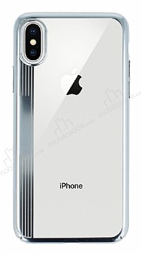 Eiroo Clear Thin iPhone X / XS Silver Kenarl effaf Rubber Klf