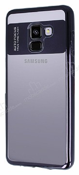 Eiroo Clear Thin Samsung Galaxy A8 2018 Siyah Kenarl effaf Silikon Klf