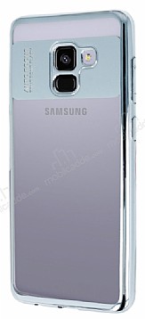 Eiroo Clear Thin Samsung Galaxy A8 2018 Silver Kenarl effaf Silikon Klf