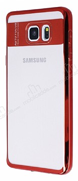 Eiroo Clear Thin Samsung Galaxy Note 5 Krmz Kenarl effaf Silikon Klf
