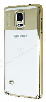 Eiroo Clear Thin Samsung Galaxy Note 4 Gold Kenarl effaf Silikon Klf