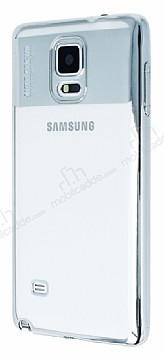 Eiroo Clear Thin Samsung Galaxy Note 4 Silver Kenarl effaf Silikon Klf