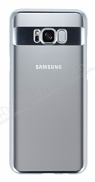 Eiroo Clear Thin Samsung Galaxy S8 Silver Kenarl effaf Rubber Klf