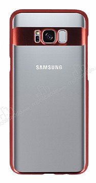 Eiroo Clear Thin Samsung Galaxy S8 Krmz Kenarl effaf Rubber Klf
