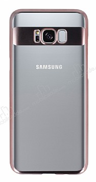 Eiroo Clear Thin Samsung Galaxy S8 Plus Rose Gold Kenarl effaf Rubber Klf