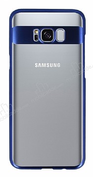 Eiroo Clear Thin Samsung Galaxy S8 Plus Lacivert Kenarl effaf Rubber Klf