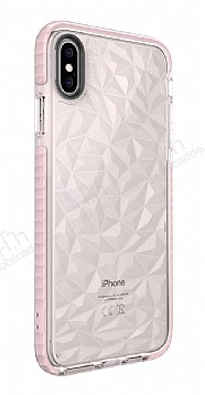 Eiroo Color Crystal iPhone X / XS Pembe Silikon Klf