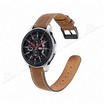Eiroo Deluxe Huawei Watch 3 Pro Kahverengi Gerek Deri Kordon