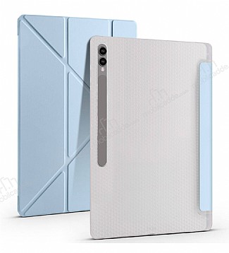 Eiroo Fold Samsung Galaxy Tab S9 / Tab S9 FE Kalemlikli Standl Mavi Klf