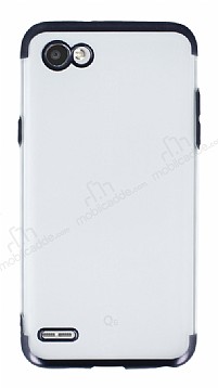 Eiroo Frosty LG Q6 Siyah Kenarl Silikon Klf
