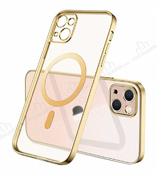 Eiroo Gbox iPhone 15 Magsafe zellikli Kamera Korumal Gold Silikon Klf