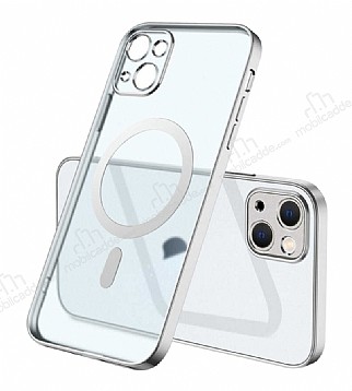 Eiroo Gbox iPhone 15 Plus Magsafe zellikli Kamera Korumal Silver Silikon Klf