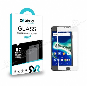 Eiroo General Mobile GM6 Tempered Glass Full Beyaz Cam Ekran Koruyucu