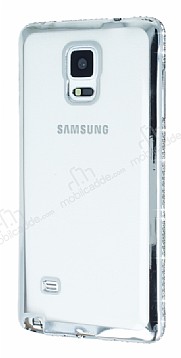 Eiroo Glace Samsung Galaxy Note 4 Tal Silver Kenarl effaf Silikon Klf