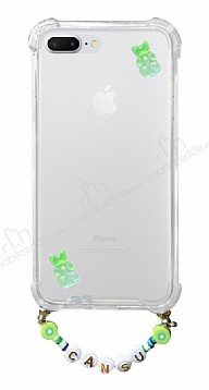 Eiroo Gummy iPhone 7 Plus / 8 Plus Yeil Ayckl Kiiye zel simli effaf Ultra Koruma Klf