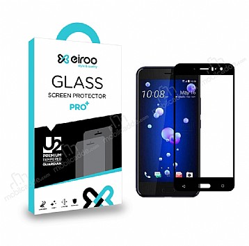Eiroo HTC U11 Tempered Glass Full Siyah Cam Ekran Koruyucu