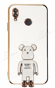 Eiroo Huawei P20 Lite Baby Bear Standl Beyaz Silikon Klf