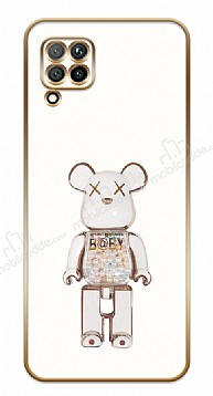 Eiroo Huawei P40 Lite Candy Bear Standl Beyaz Silikon Klf