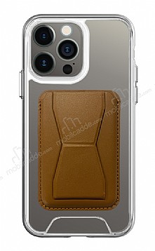 Eiroo iPhone 13 Pro Max Kahverengi Kartlkl Standl Ultra Koruma Klf