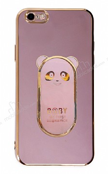 Eiroo iPhone 6 / 6S Baby Panda Standl Mor Silikon Klf