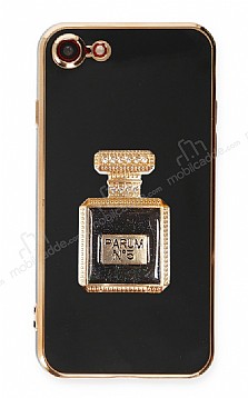 Eiroo iPhone 7 / 8 Aynal Parfm Standl Siyah Silikon Klf
