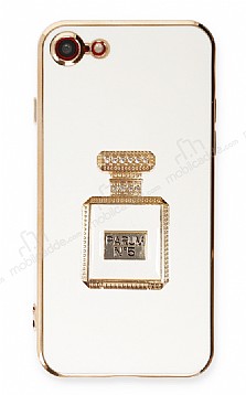 Eiroo iPhone 7 / 8 Aynal Parfm Standl Beyaz Silikon Klf