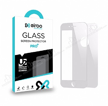 Eiroo iPhone 7 / 8 Tempered Glass n + Arka Beyaz Cam Ekran Koruyucu