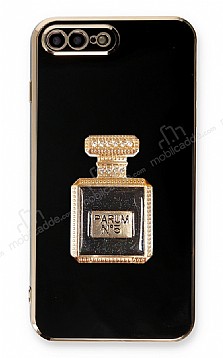 Eiroo iPhone 7 Plus / 8 Plus Aynal Parfm Standl Siyah Silikon Klf