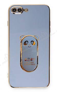 Eiroo iPhone 7 Plus / 8 Plus Baby Panda Standl Mavi Silikon Klf