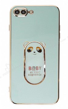Eiroo iPhone 7 Plus / 8 Plus Baby Panda Standl Yeil Silikon Klf