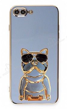 Eiroo iPhone 7 Plus / 8 Plus Bulldog Standl Mavi Silikon Klf