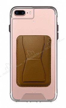 Eiroo iPhone 7 Plus / 8 Plus Kahverengi Kartlkl Standl Ultra Koruma Klf