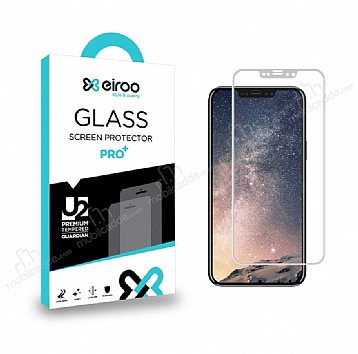 Eiroo iPhone X / XS Full Tempered Glass Beyaz Cam Ekran Koruyucu