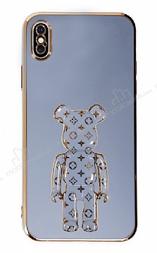 Eiroo iPhone X / XS Bearbrick Standl Mavi Silikon Klf