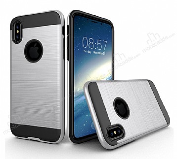 Eiroo Iron Shield iPhone X / XS Ultra Koruma Silver Klf