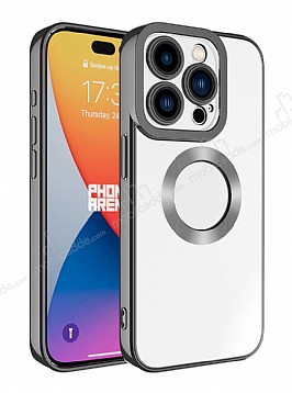 Eiroo Luxury Clear iPhone 15 Pro Kamera Korumal Koyu Gri Silikon Klf