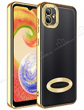 Eiroo Luxury Clear Samsung Galaxy A03 Kamera Korumal Gold Silikon Klf