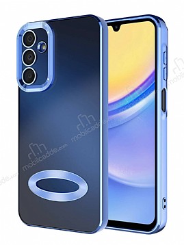 Eiroo Luxury Clear Samsung Galaxy A15 Kamera Korumal Mavi Silikon Klf