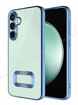 Eiroo Luxury Clear Samsung Galaxy A35 Kamera Korumal Mavi Silikon Klf