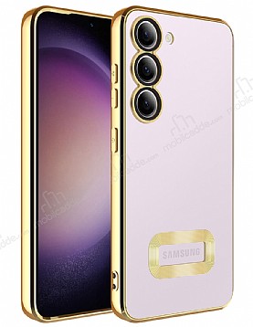 Eiroo Luxury Clear Samsung Galaxy S23 Kamera Korumal Gold Silikon Klf