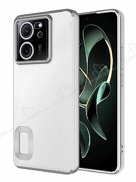 Eiroo Luxury Clear Xiaomi 13T Pro Kamera Korumal Silver Silikon Klf