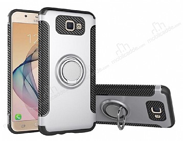 Eiroo Mage Fit Samsung Galaxy J7 Prime / J7 Prime 2 Standl Ultra Koruma Silver Klf
