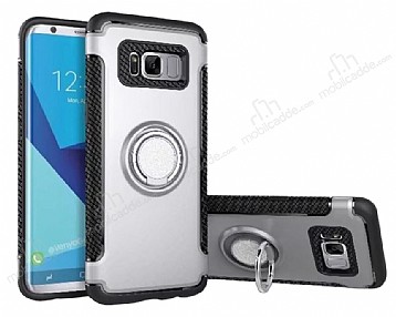 Eiroo Mage Fit Samsung Galaxy S8 Standl Ultra Koruma Silver Klf