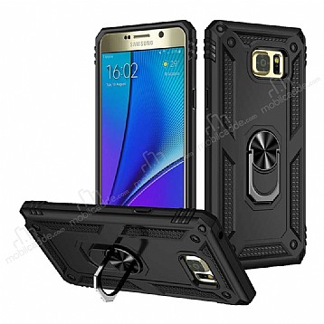 Eiroo Magnet Ring Samsung Galaxy Note 5 Ultra Koruma Siyah Klf
