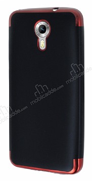 Eiroo Matte Fit General Mobile Android One Krmz Kenarl Siyah Silikon Klf